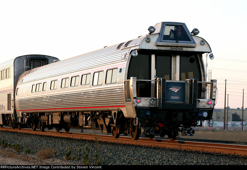 Amtrak "Beech Grove" #10001 on rear of rerouted Starlight to L.A.